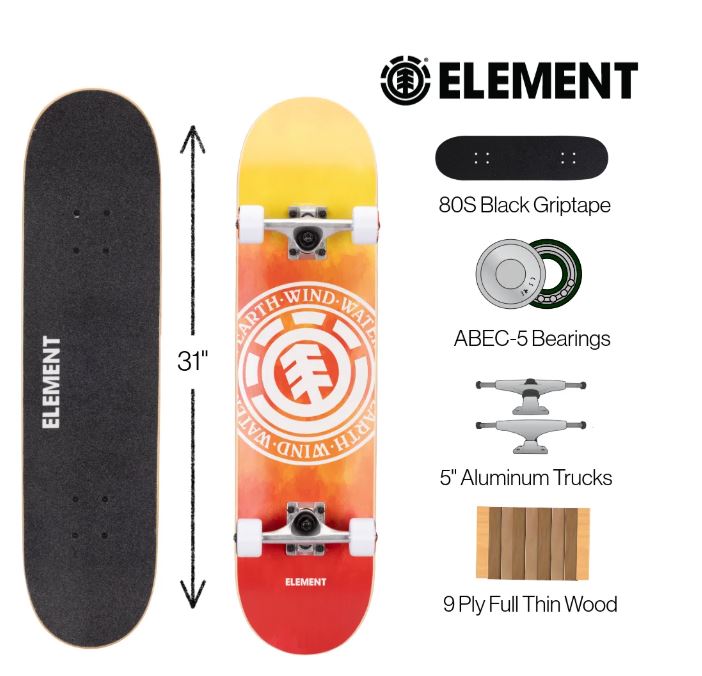 Element Complete Skateboard 7.75" Fire