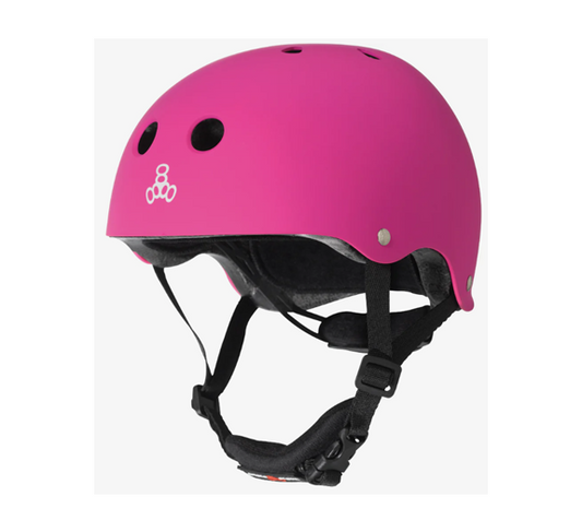 Triple 8 Lil 8 Neon Pink Matte Skateboard Helmet Youth Large