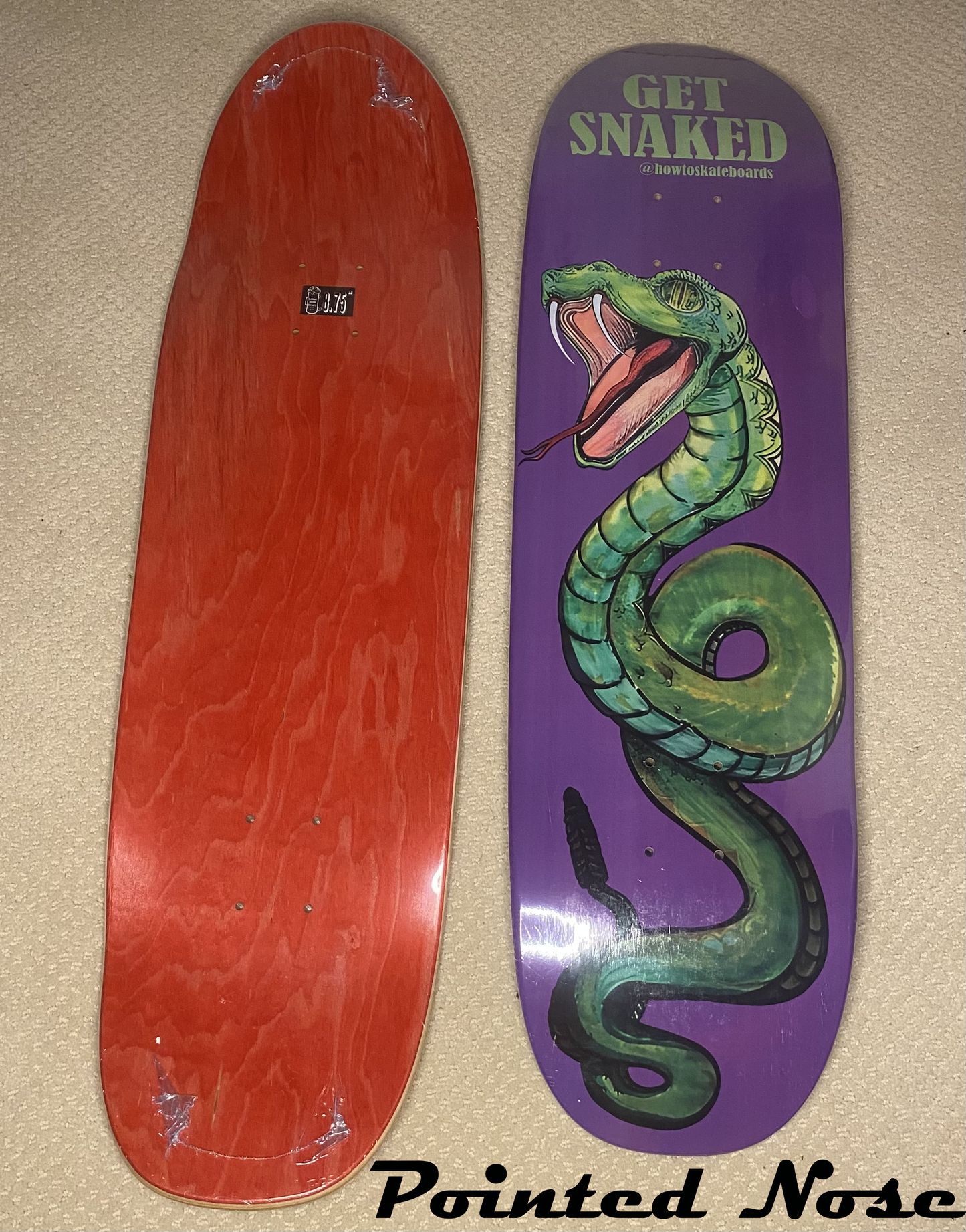 The Snake Shaped 8.75" How To Skateboards Deck